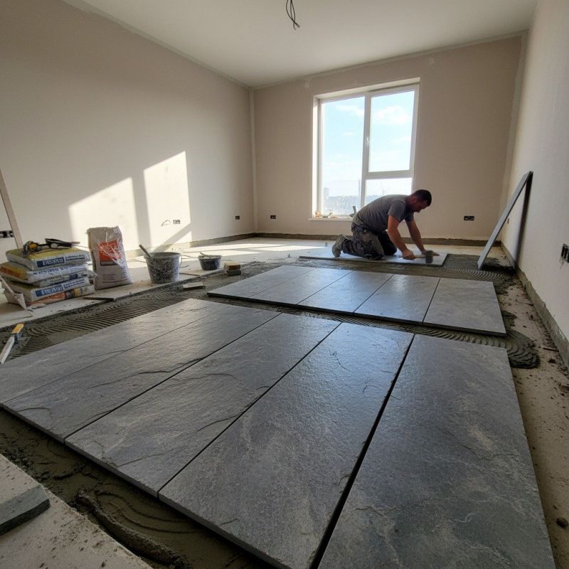 Travertine Floor Installation detail